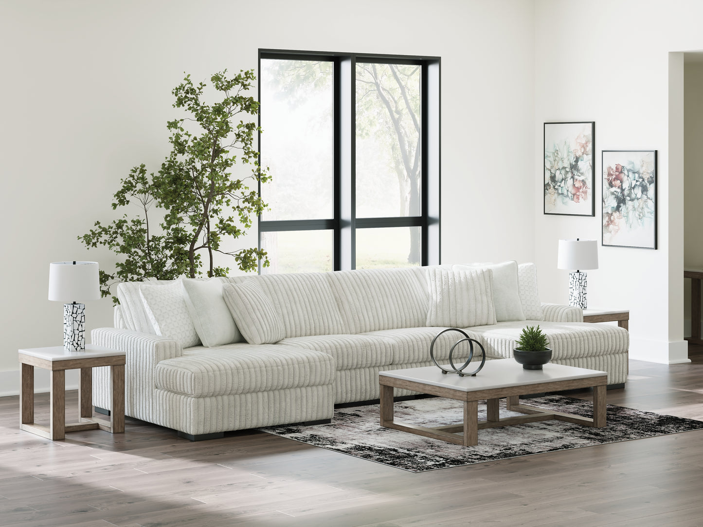 Stupendous 4-Piece Sectional with Double Chaise