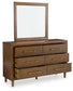 Lyncott King Upholstered Bed with Mirrored Dresser, Chest and Nightstand