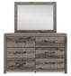 Graystorm Queen Panel Bed with Mirrored Dresser and Nightstand
