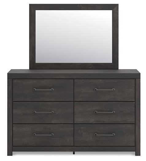 Hollivern Full Panel Bed with Storage with Mirrored Dresser