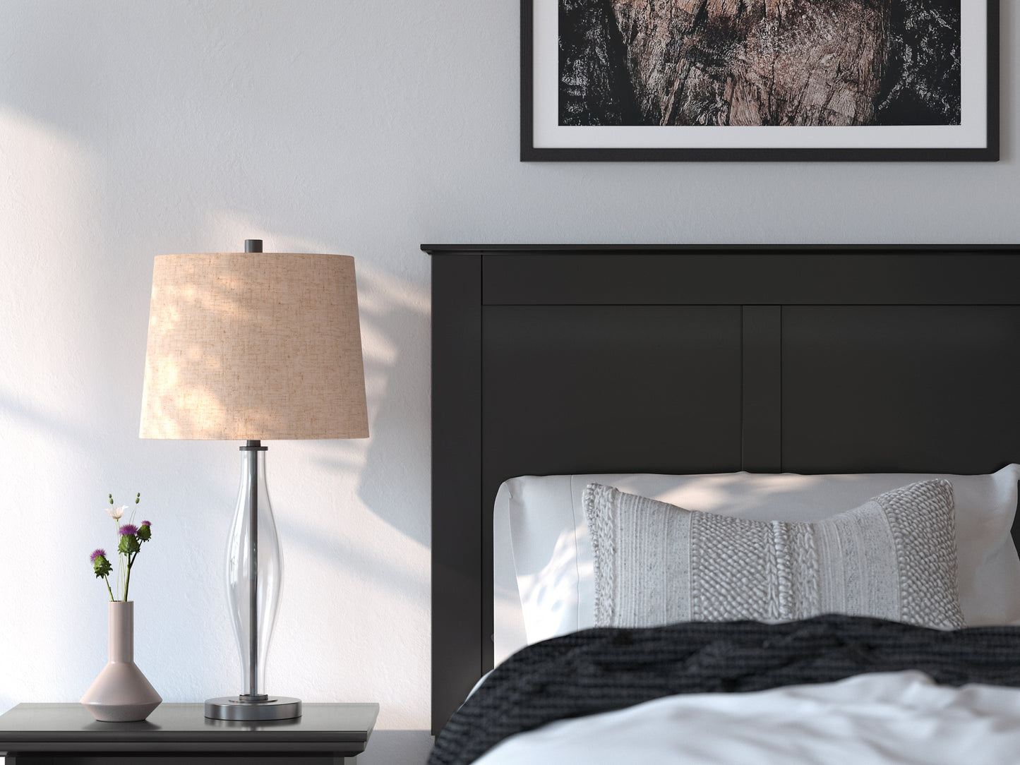 Maribel Twin Panel Bed with Mirrored Dresser