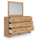 Aleaport King Panel Bed with Mirrored Dresser and Nightstand