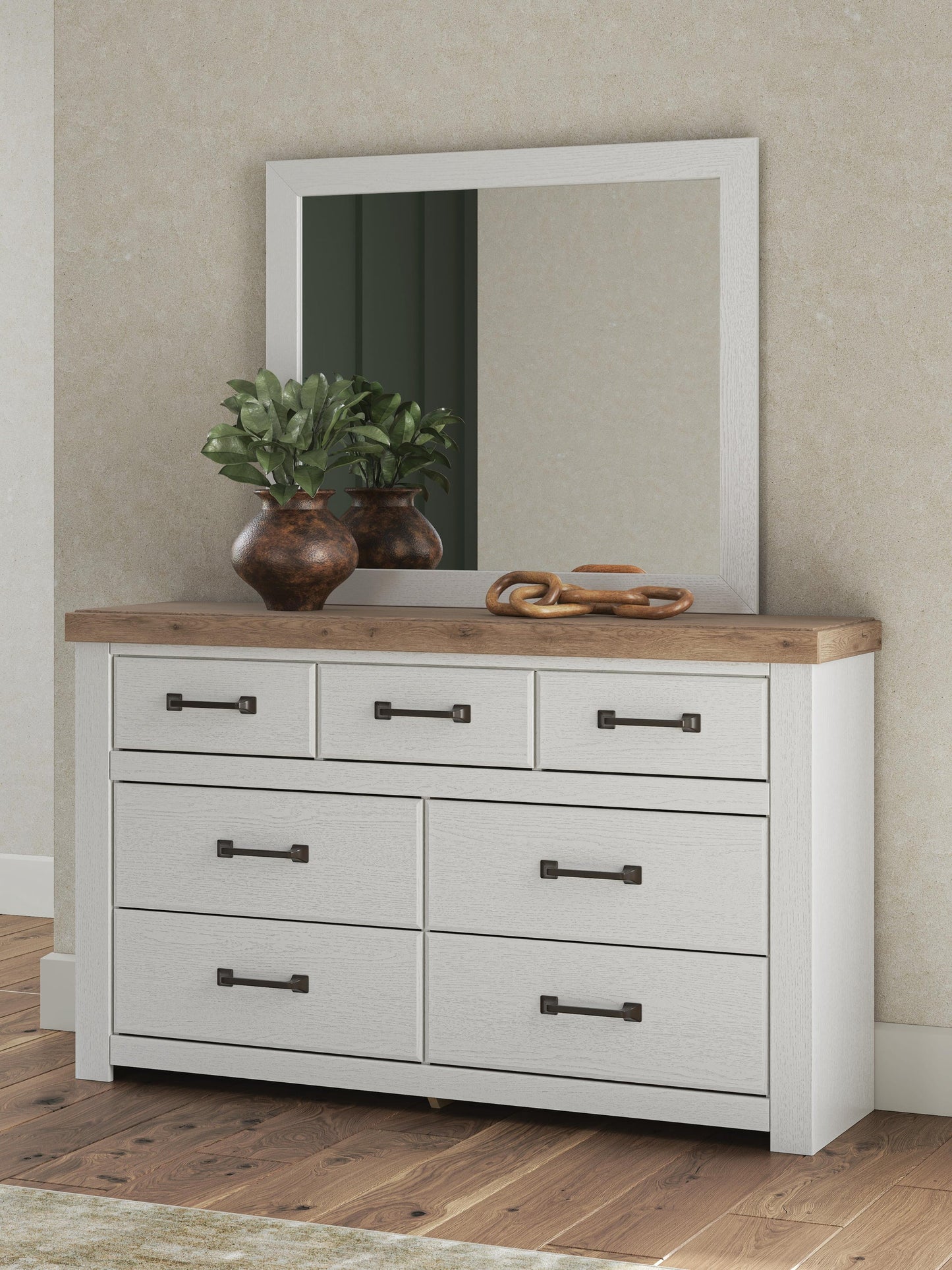 Savonport Queen Panel Bed with Storage, Dresser and Mirror