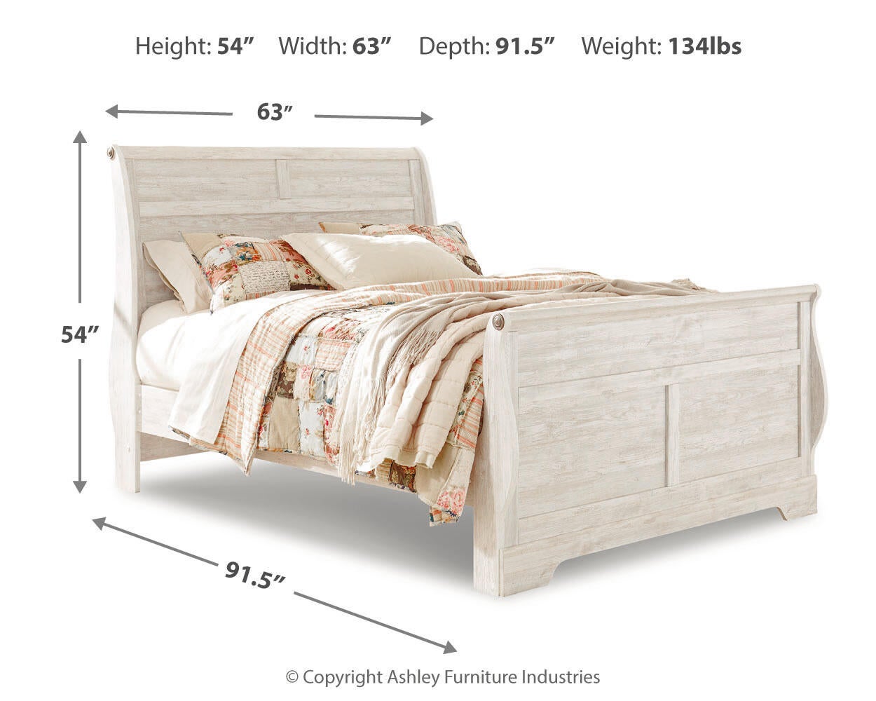 Willowton Queen Sleigh Bed
