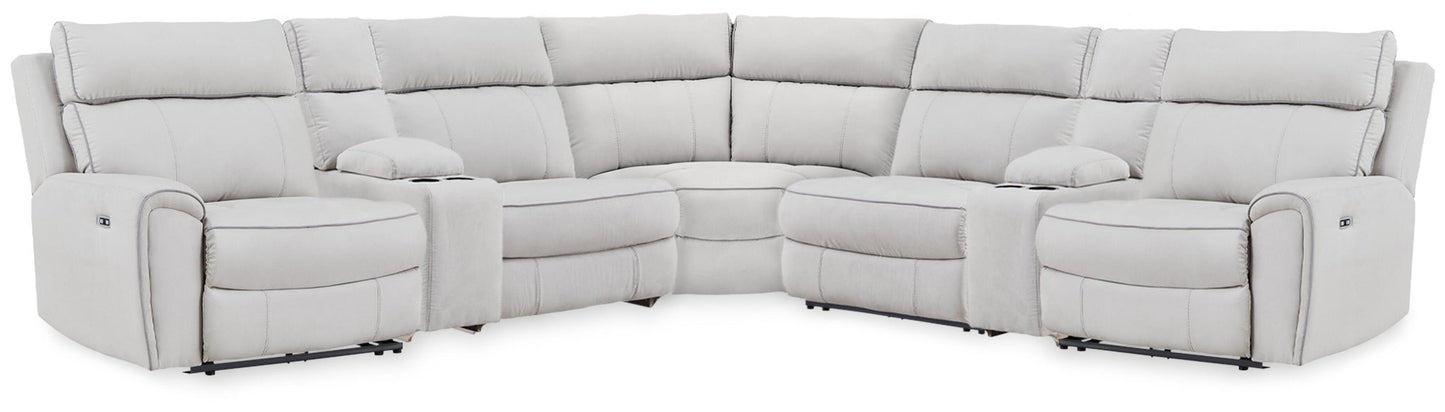Social Pointe 7-Piece Reclining Sectional with Storage Consoles